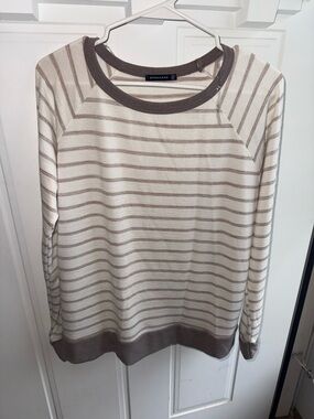 Staccato Cream & Taupe Striped Crewneck Sweater